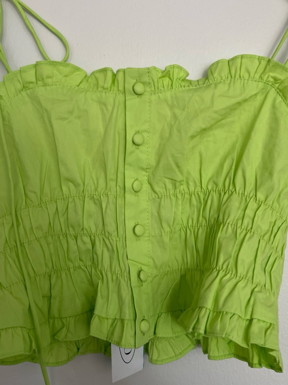 Cider Neon Lime Smocked Ruffle Cami